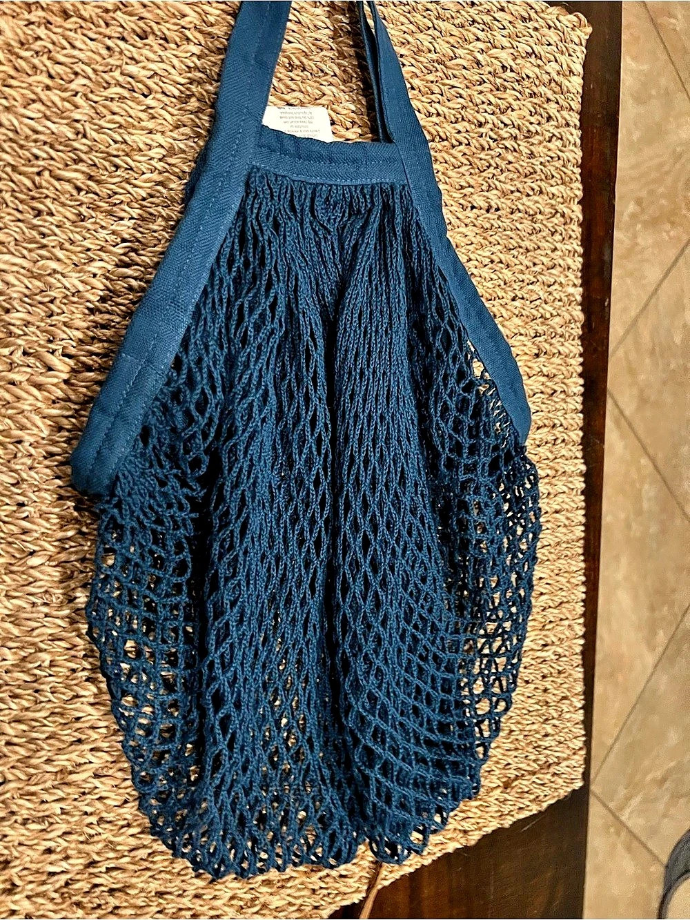 Ah! Table! Organic Cotton Mesh Grocery Shopping Bag Blue Jean Reusable-
